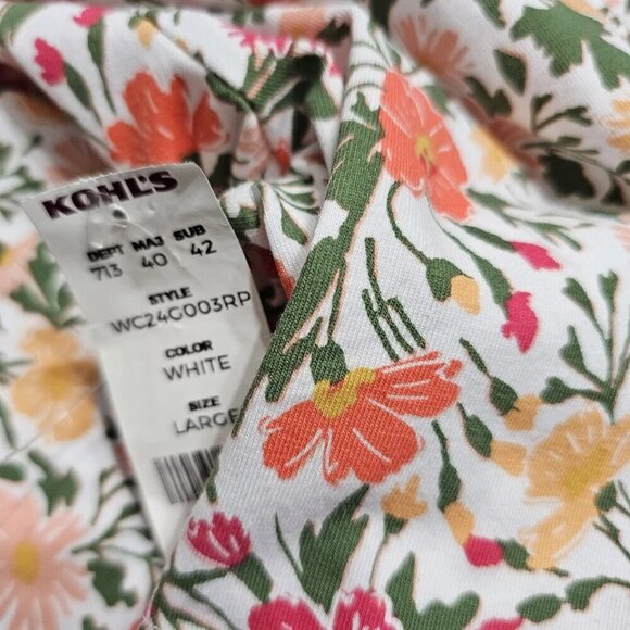 Croft & Barrow Maxi Dress Size Large White Multicolor Floral Short Sleeve - Picture 6 of 8